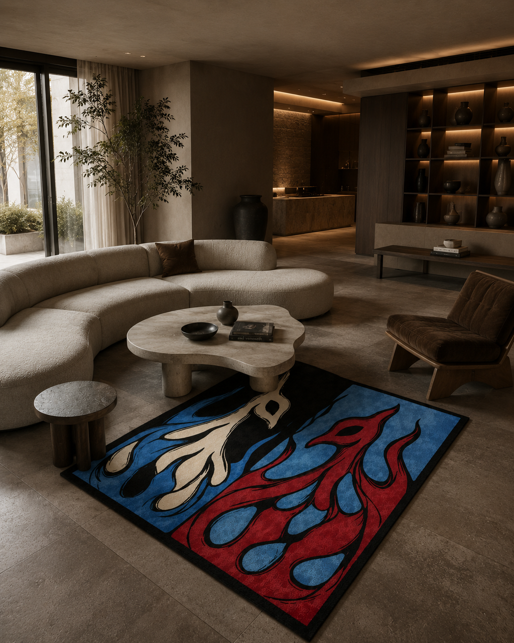 CHAPTER IV DUA FLAME - Abstract Fine art Wool rug