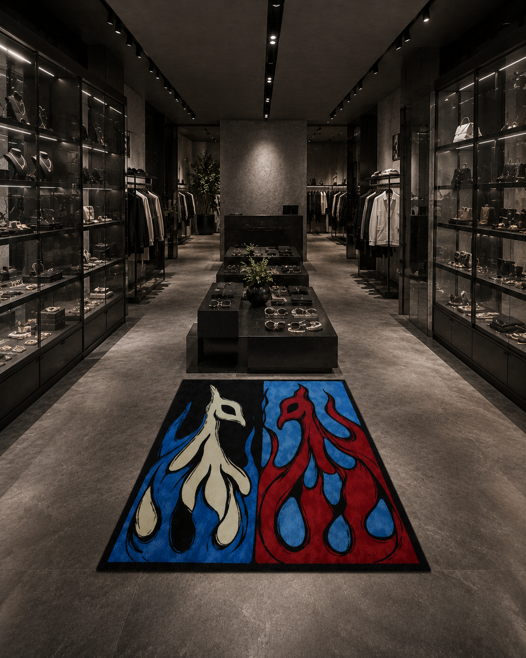 CHAPTER IV DUA FLAME - Abstract Fine art Wool rug